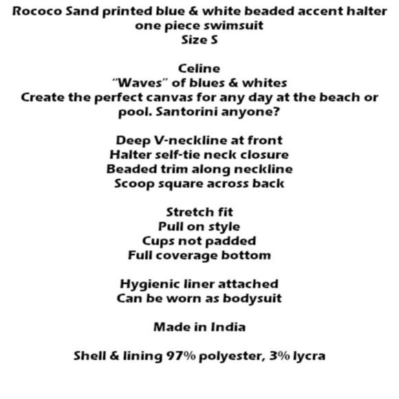 NWT Rococo Sand printed beaded one piece swimsuit - Picture 9 of 9